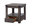 24" Ash Gray Square End Table With Drawer And Shelf