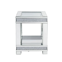 24" Clear Glass And Manufactured Wood Square End Table With Shelf