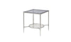 24" Chrome And Clear Glass And Metal Square End Table With Shelf