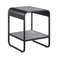 21" Black And Concrete Gray Manufactured Wood And Metal Rectangular End Table With Shelf