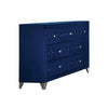 60" Blue Velvet Manufactured Wood Seven Drawer Triple Dresser