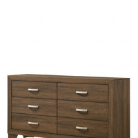 59" Oak Manufactured Wood Six Drawer Double Dresser