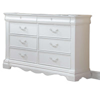 56" White Solid Wood Vintage Style Eight Drawer Double Dresser