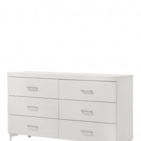 58" White Solid Wood Six Drawer Double Dresser