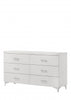 58" White Solid Wood Six Drawer Double Dresser