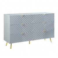 55" Gray  and Gold Six Drawer Double Dresser