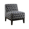 28" Dark Blue Chenille And Black Trellis Slipper Chair