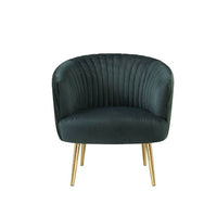 31" Black Velvet And Gold Striped Barrel Chair