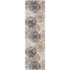 10' Tan Gray And Black Floral Medallion Stain Resistant Runner Rug