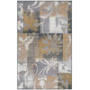 7' X 9' Beige And Gray Floral Power Loom Distressed Stain Resistant Area Rug