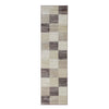 8' Beige Geometric Power Loom Stain Resistant Runner Rug