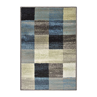 2' X 3' Blue And Teal Geometric Power Loom Stain Resistant Area Rug