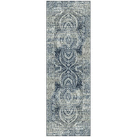 8' Taupe Abstract Power Loom Distressed Stain Resistant Runner Rug