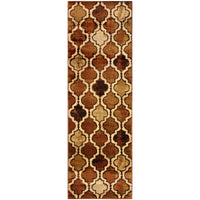 8' Brown Quatrefoil Power Loom Distressed Stain Resistant Runner Rug