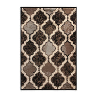 2' X 3' Chocolate Quatrefoil Power Loom Distressed Stain Resistant Area Rug