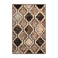 2' X 3' Ivory Quatrefoil Power Loom Distressed Stain Resistant Area Rug