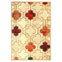 4' X 6' Beige Quatrefoil Power Loom Distressed Stain Resistant Area Rug