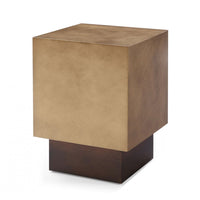 24" Antiqued Copper And Light Brown Metal Square End Table