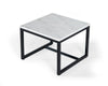 15" Black And White Stone And Metal Square End Table