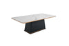 94" White Ceramic Faux Marble And Black Rectangular Dining Table