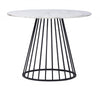 43" White And Black Rounded Manufactured Wood And Metal Dining Table