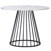 43" White And Black Rounded Manufactured Wood And Metal Dining Table
