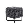 17" Gray Velvet And Black Cube Ottoman