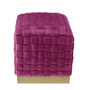 17" Fuchsia Velvet And Gold Ottoman