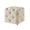 20" Beige Linen Cube Ottoman