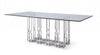 87" Clear And Chrome Rectangular Glass And Stainless Steel Dining Table