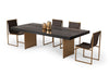 95" Dark Brown And Brass Rectangular Manufactured Wood And Metal Dining Table