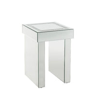 24" Silver Glass And Manufactured Wood Square Mirrored End Table