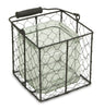 5.5" Brown and Clear Square Wire Basket and Glass Jar