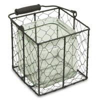 5.5" Brown and Clear Square Wire Basket and Glass Jar