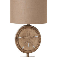 Set Of Two 31" Brown Sand Dollar Table Lamps With Tan Drum Shade