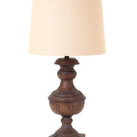 31" Distressed Brown Table Lamp With Tan Empire Shade