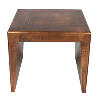 24" Copper Rustic Solid Wood Square End Table