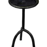 23" Black Iron Pedestal Round End Table