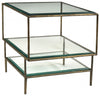 20" Bronze And Clear Glass And Iron Square End Table With Two Shelves