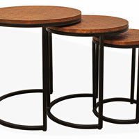 Set Of Three 19" Black And Copper Round Nested Tables