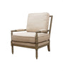 25" Ivory Cushion And Natural Beaded Arm Chair