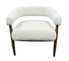 29" Ivory Polyester Blend And Brown Solid Color Arm Chair