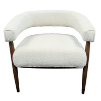 29" Ivory Polyester Blend And Brown Solid Color Arm Chair