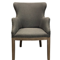 25" Gray Linen And Natural Solid Color Arm Chair