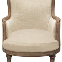 26" Ivory Linen And Natural Solid Color Arm Chair