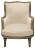 26" Ivory Linen And Natural Solid Color Arm Chair