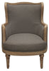 26" Gray Linen And Natural Solid Color Arm Chair