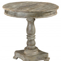 30" Gray Wash Rustic Solid Wood Round Bistro Dining Table