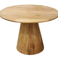 42" Natural Rounded Solid Wood Pedestal Dining Table