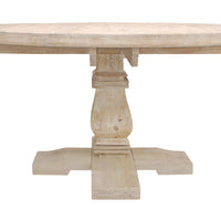 58" Light Brown Rounded Solid Wood Dining Table